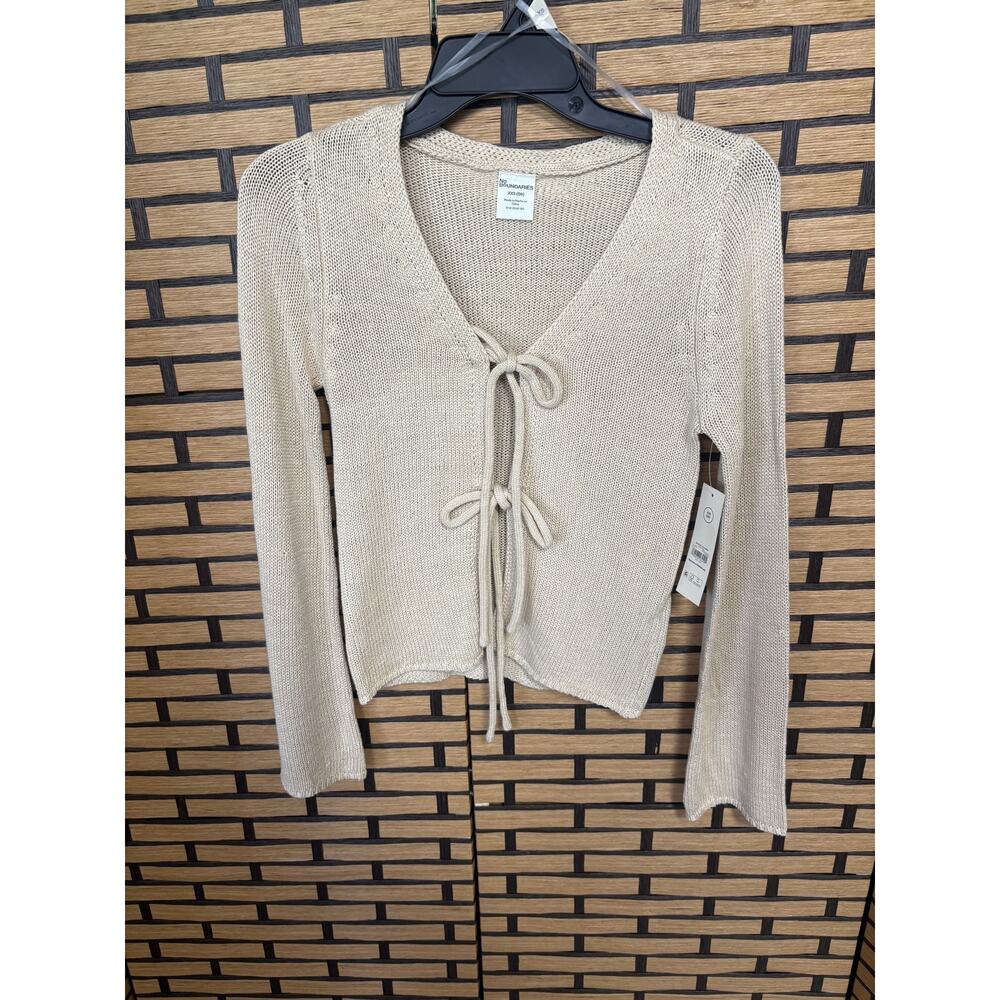 No Boundaries Tan Tie Front Cardigan Size XXS